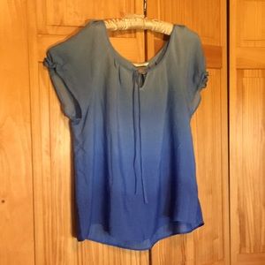 Blue round neck blouse
